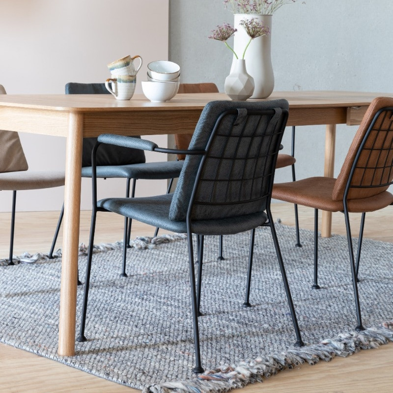 Chaise design métal et simili cuir gris anthracite Fab Zuiver