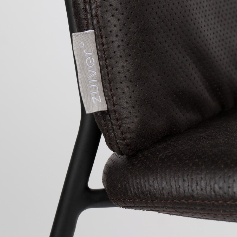Chaise design métal et simili cuir noir - Fab 