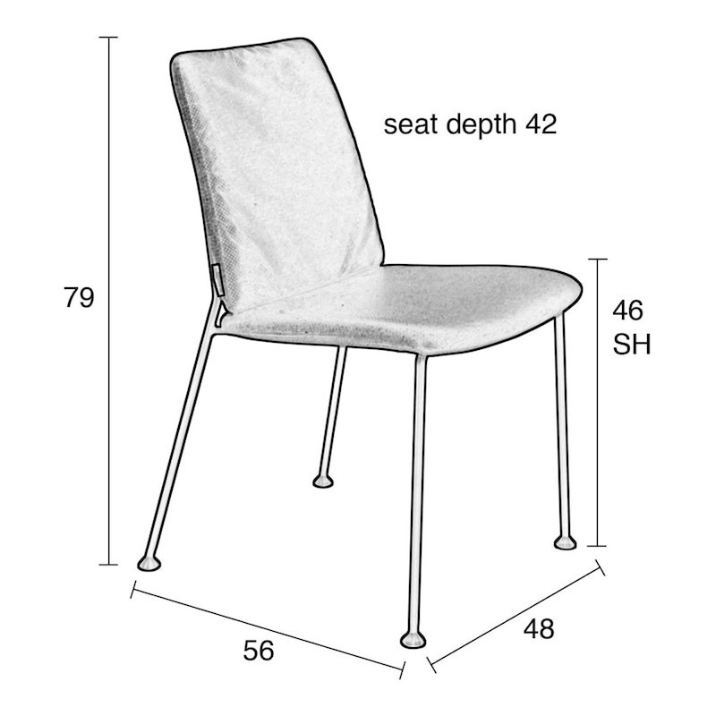 Chaise design métal et simili cuir noir - Fab 