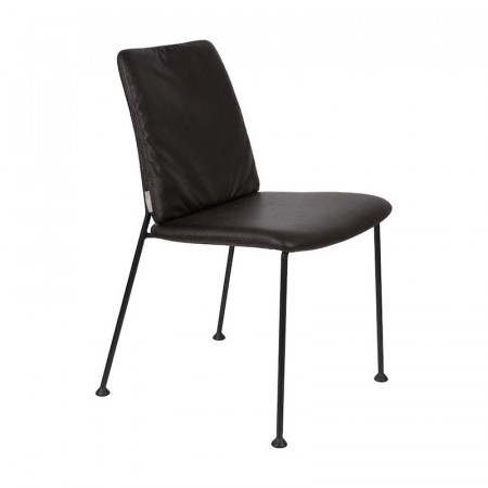 Chaise noire design métal et simili cuir Fab Zuiver