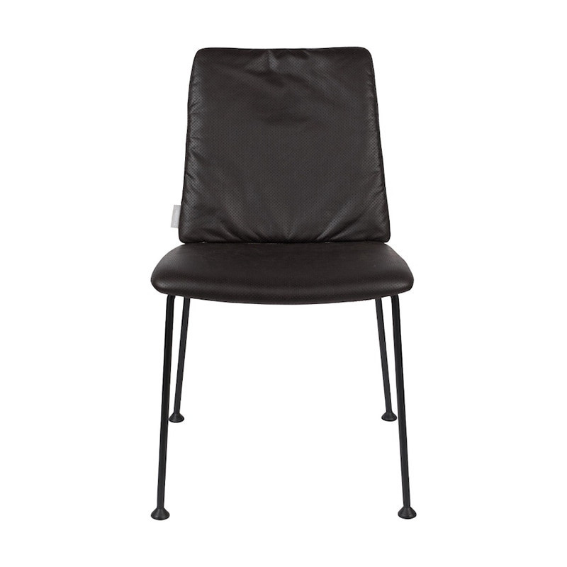 Chaise simili cuir noir et métal design Fab Zuiver