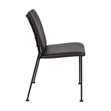 Chaise design métal et simili cuir noir - Fab 