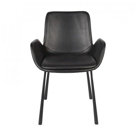 Chaise noire avec accoudoirs en simili cuir Brit Zuiver
