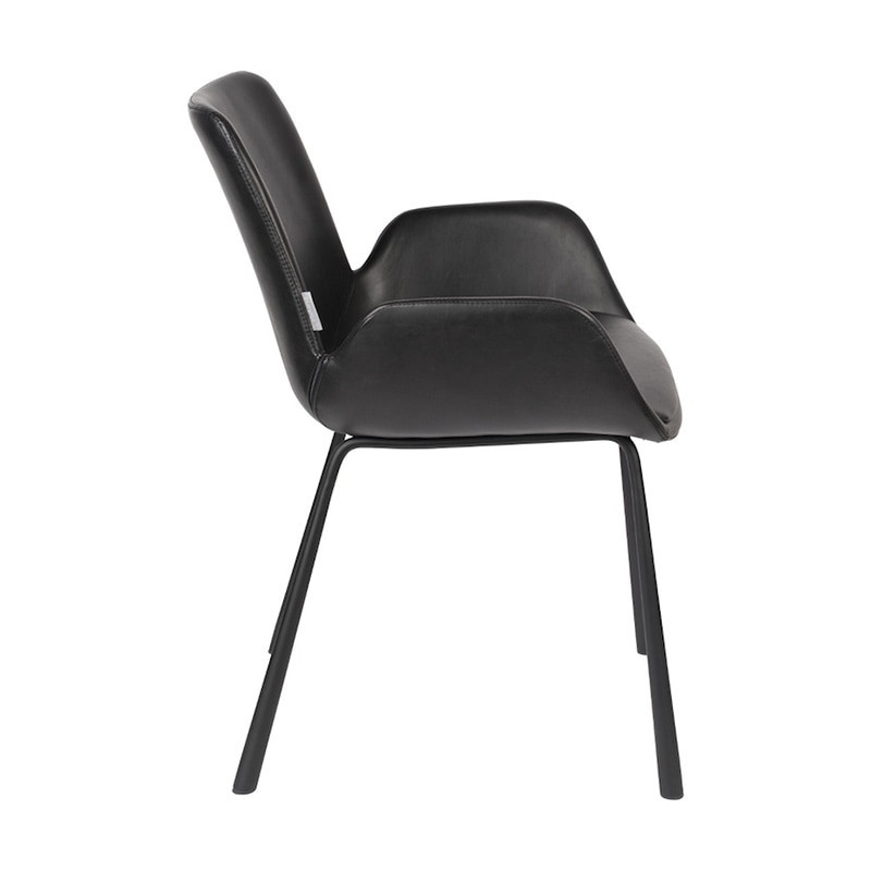 Chaise simili cuir noir avec accoudoirs - Brit 