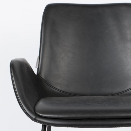 Chaise simili cuir noir avec accoudoirs - Brit 
