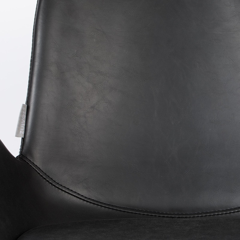 Chaise simili cuir noir avec accoudoirs - Brit 
