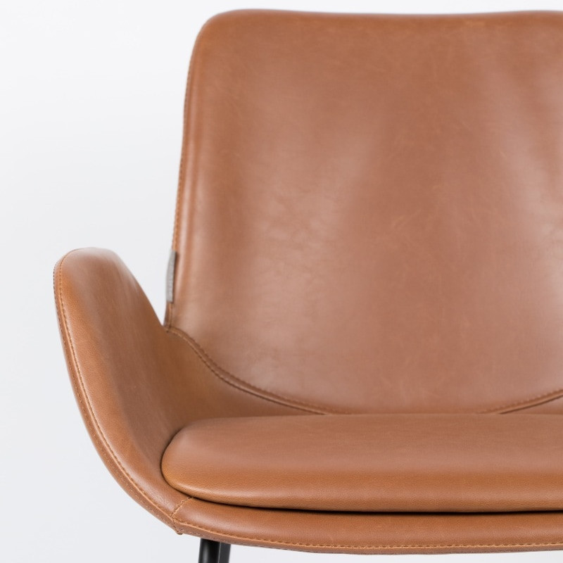 Chaise fauteuil design simili cuir marron cognac - Brit 