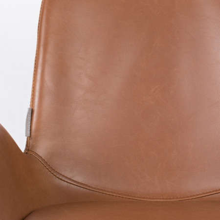 Chaise fauteuil design simili cuir marron cognac - Brit 