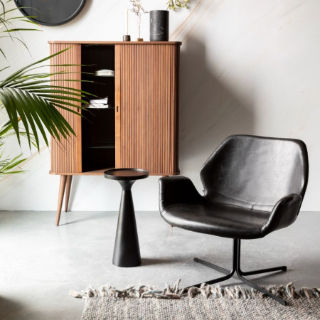 Fauteuil design noir en simili cuir Nikki Zuiver