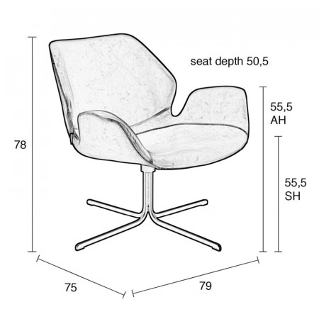 Fauteuil design noir en simili cuir - Nikki