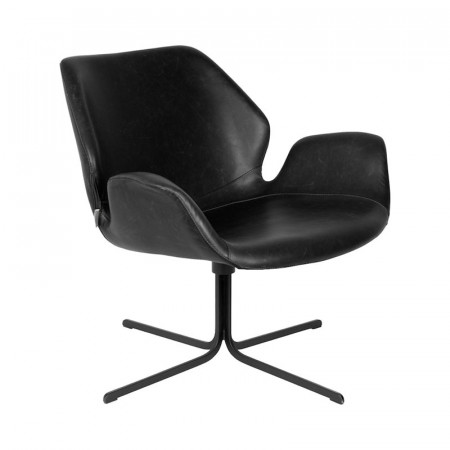 Fauteuil noir design en simili cuir Nikki Zuiver