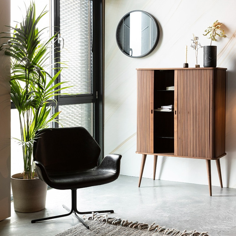 Fauteuil design noir en simili cuir - Nikki