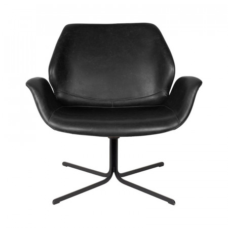 Fauteuil design noir en simili cuir - Nikki