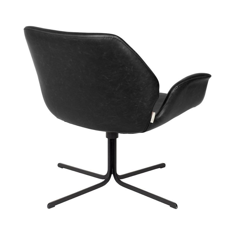 Fauteuil design noir en simili cuir - Nikki