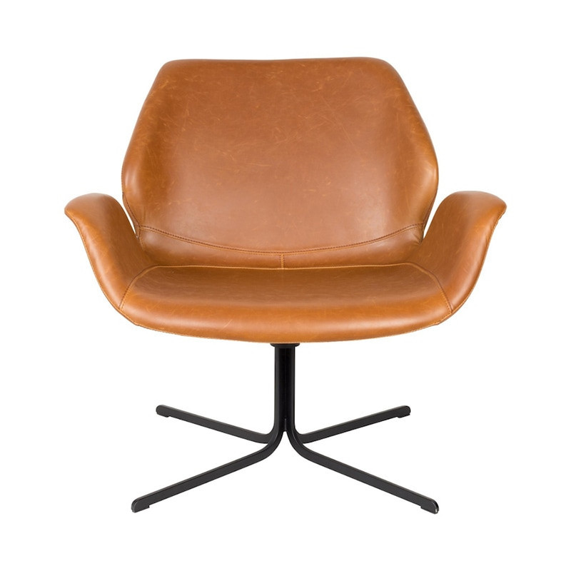 Fauteuil simili cuir marron design Nikki Zuiver