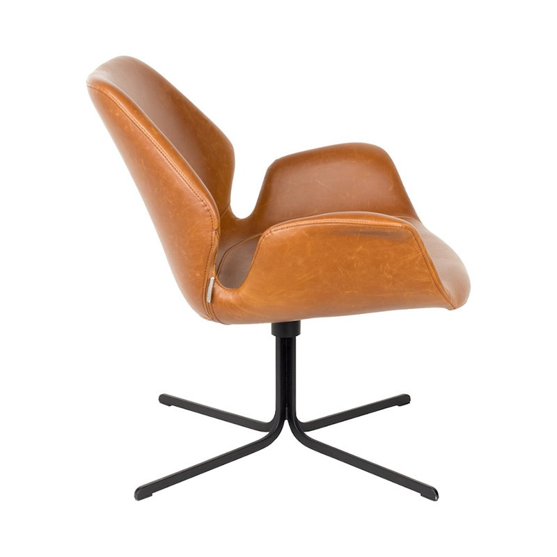 Fauteuil pivotant design simili cuir cognac - Nikki 