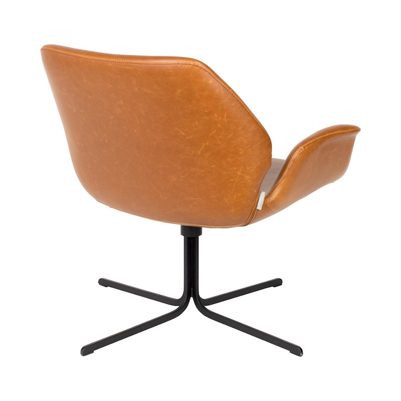 Fauteuil pivotant design simili cuir cognac - Nikki 