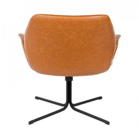 Fauteuil pivotant design simili cuir cognac - Nikki 