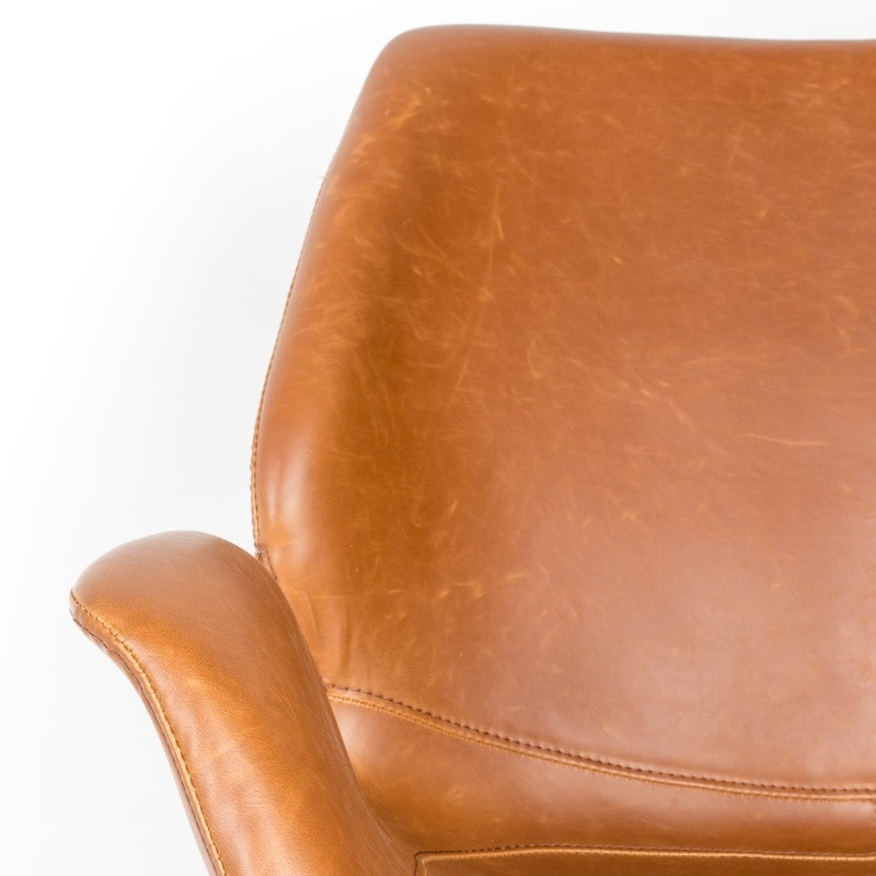 Fauteuil pivotant design simili cuir cognac - Nikki 