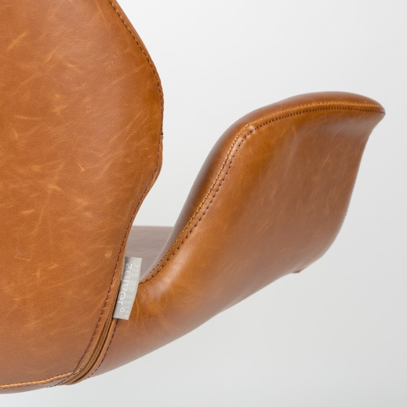 Fauteuil pivotant design simili cuir cognac - Nikki 