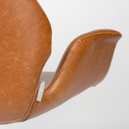 Fauteuil pivotant design simili cuir cognac - Nikki 