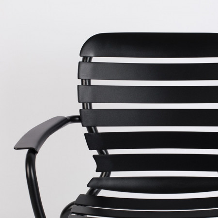 Chaise de jardin en métal noir avec accoudoirs - Vondel 