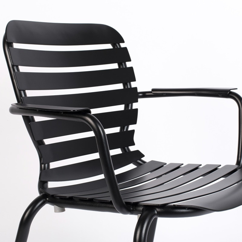 Chaise de jardin en métal noir avec accoudoirs - Vondel 