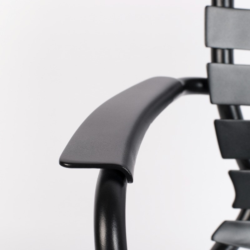 Chaise de jardin en métal noir avec accoudoirs - Vondel 