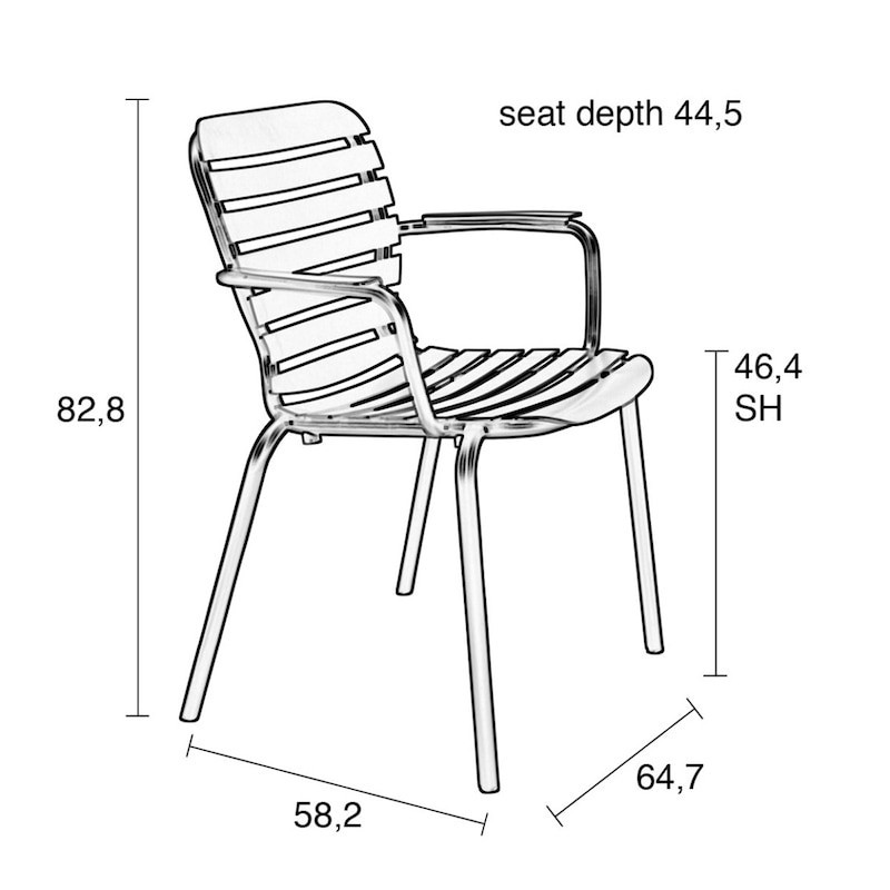 Chaise de jardin en métal noir avec accoudoirs - Vondel 