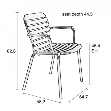 Chaise de jardin en métal noir avec accoudoirs - Vondel 