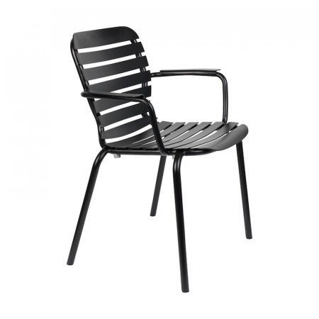 Chaise de jardin noire en métal avec accoudoirs Vondel Zuiver