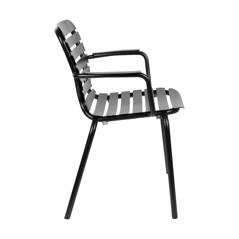 Chaise de jardin en métal noir avec accoudoirs - Vondel 