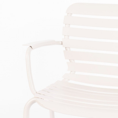 Chaise jardin design métal blanc avec accoudoirs - Vondel 