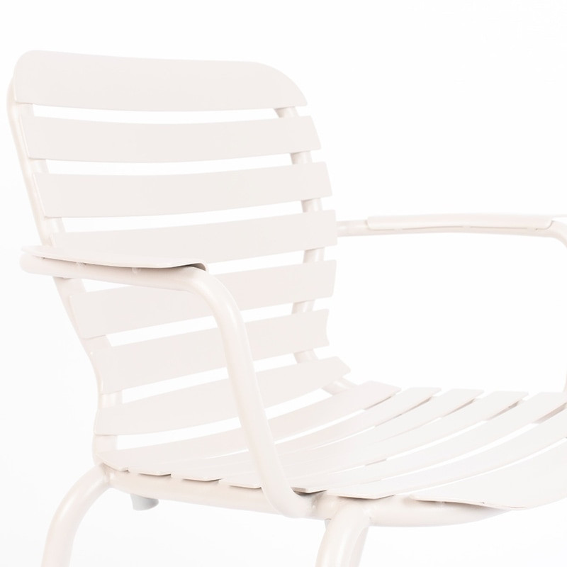 Chaise jardin design métal blanc avec accoudoirs - Vondel 