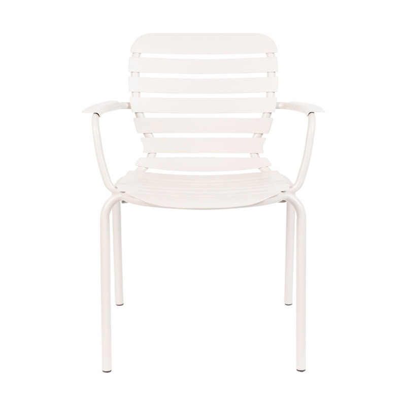 Chaise jardin design métal blanc avec accoudoirs - Vondel 