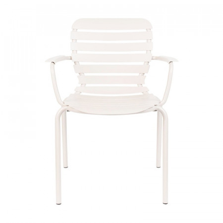 Chaise jardin design métal blanc avec accoudoirs - Vondel 