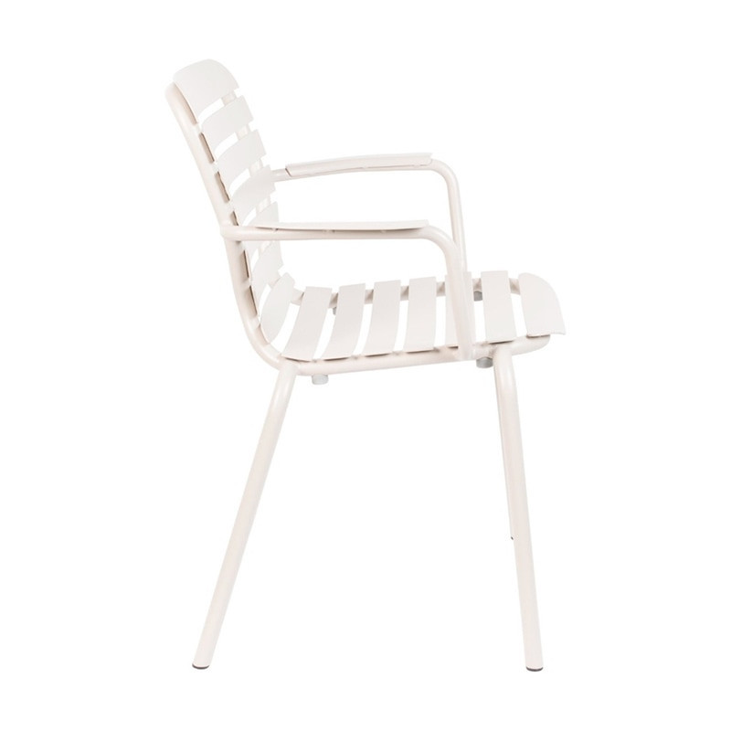 Chaise jardin design métal blanc avec accoudoirs - Vondel 