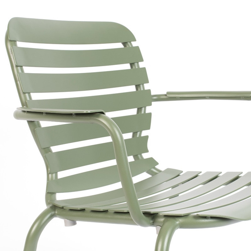 Chaise de jardin vert kaki avec accoudoirs - Vondel 