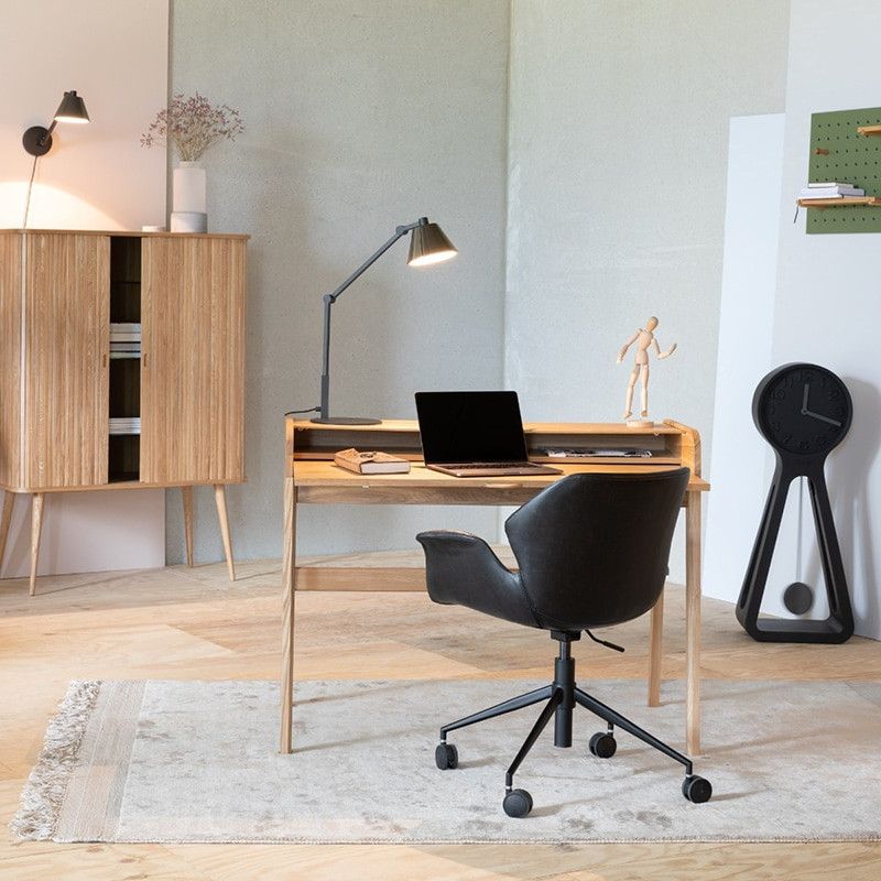 Chaise de bureau design noir en simili cuir Nikki Zuiver