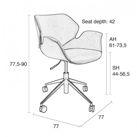 Chaise de bureau design noir en simili cuir - Nikki 