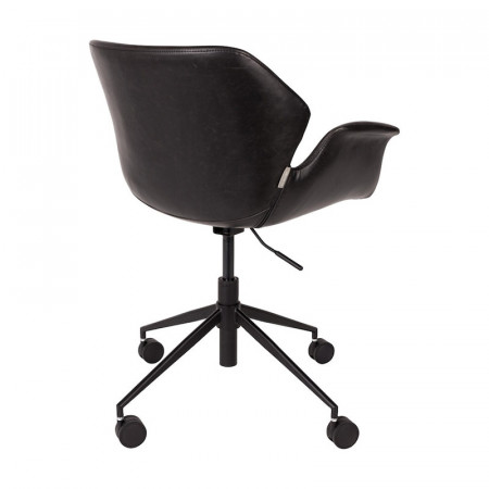 Chaise de bureau design noir en simili cuir - Nikki 