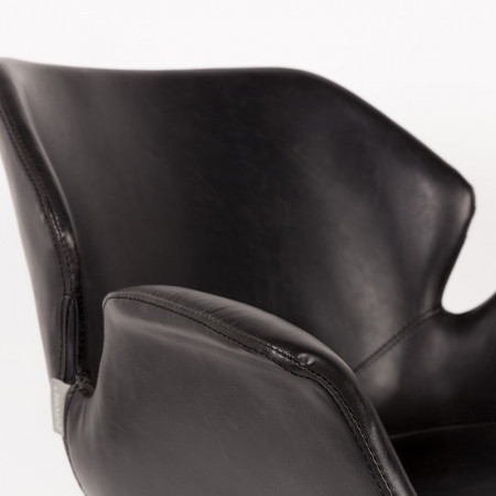 Chaise de bureau design noir en simili cuir - Nikki 