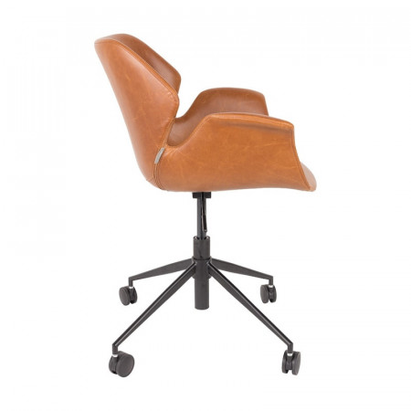 Chaise de bureau cognac design en simili cuir - Nikki 