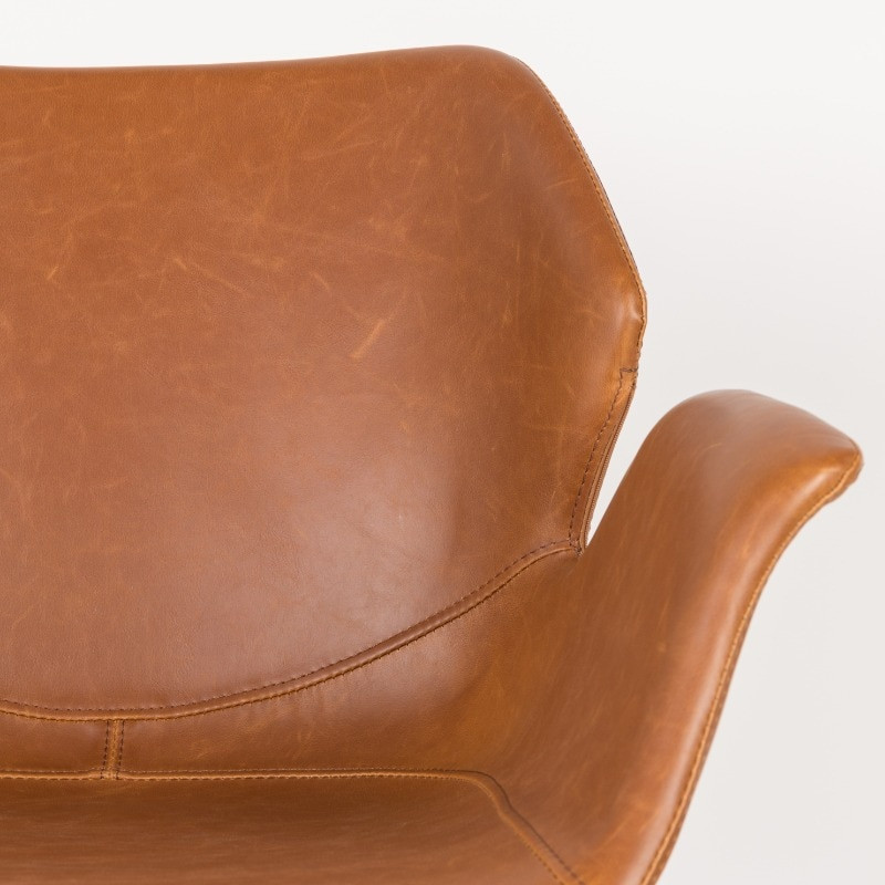 Chaise de bureau cognac design en simili cuir - Nikki 