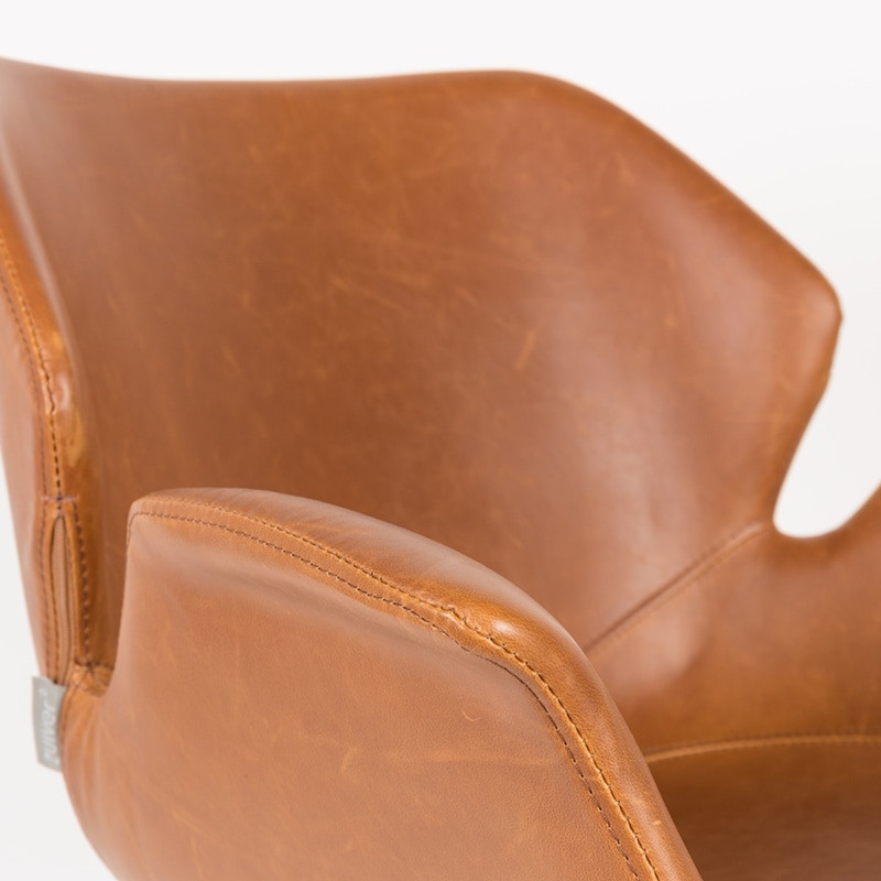 Chaise de bureau cognac design en simili cuir - Nikki 