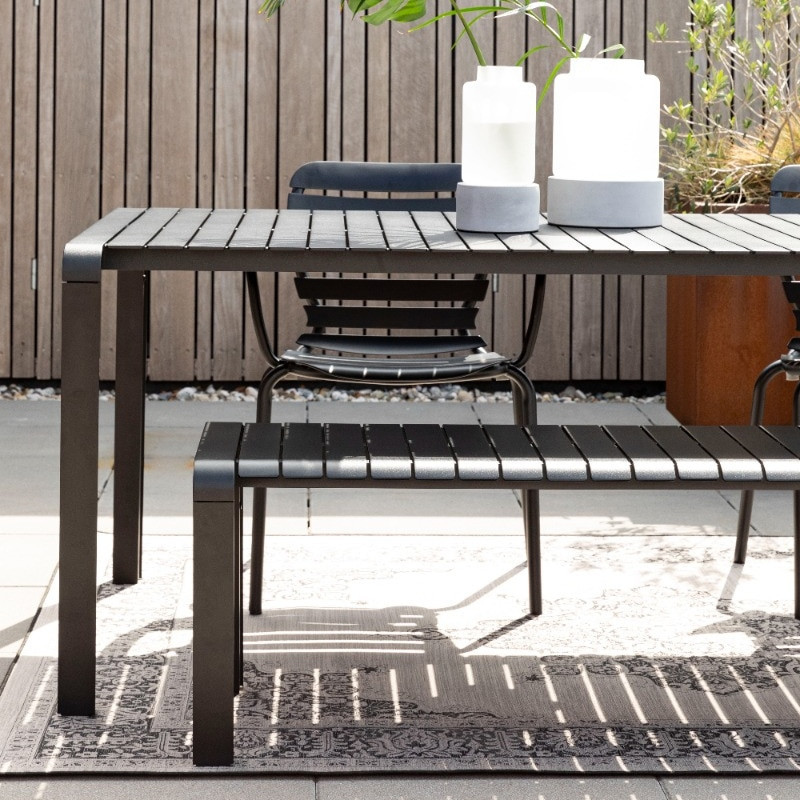 Banc de table jardin métal noir design Vondel Zuiver