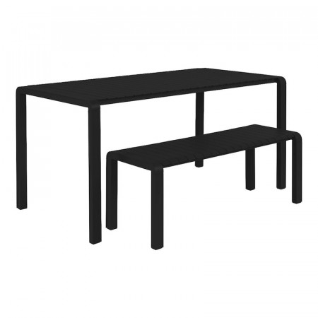 Banc de table jardin métal noir design - Vondel 