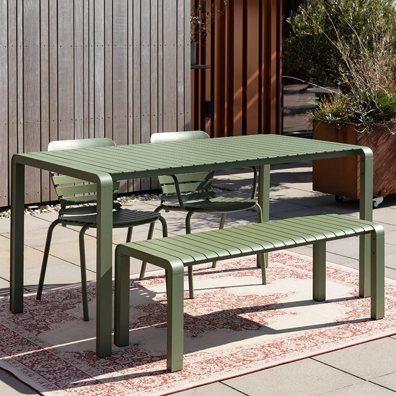 Banc de jardin design métal vert kaki Vondel Zuiver