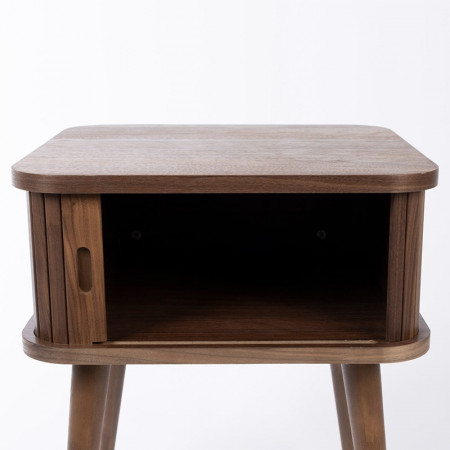 Table d'appoint avec rangement design placage noyer - Barbier 