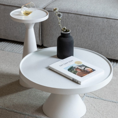 Table d'appoint blanche design  ronde en fonte d'aluminium Floss Zuiver